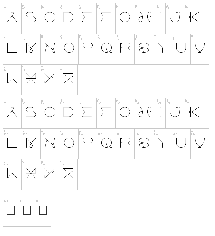 Electric City font map